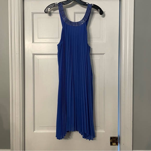 Laundry by Shelli Segal Royal Blue Pleated Jeweled Dress - Picture 3 of 6